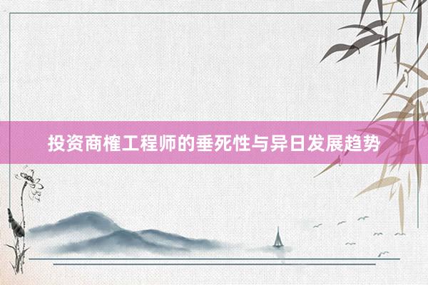 投资商榷工程师的垂死性与异日发展趋势